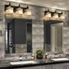 HUOKU Modern Crystal Bathroom Vanity Light 3-Light Brass Wall Light
