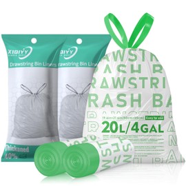 XIQIYY Bin Bags 20L Drawstring Waste Bin Liners Small White Pre-separated Rubbish Bags Pedal Strong Garbage Bags Thicker Refuse Sacks Heavy Duty Trash Bag for Bathroom,Bedroom,Office,60 Liners