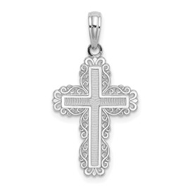 IceCarats 10K Solid White Gold Holy Cross Necklace Religious Chain Pendant Jesus Christ Charm 29mm x 15mm Only