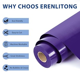 RENLITONG Purple Iron on Vinyl 12Inch by 20ft Roll HTV Heat Transfer Vinyl for T-Shirt HTV Rolls for All Cutter Machine - Easy to Cut & Weed for Heat Transfer Design