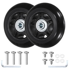 Luggage Suitcase Replacement Wheels [2pcs] - 75 x 24 mm Rubber Scooter Wheels Repair Kit W/ABEC-7 Bearings and 6mm Axles for Trolley & Carry-on Roller Travel Suitcases - [Black]