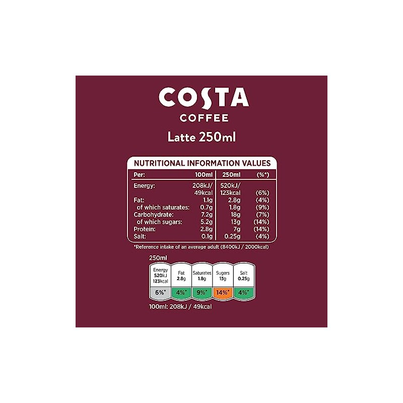 Costa Coffee Latte 4 x 250 ml