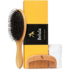 Premium Boar Bristle Hair Brush for Thick Hair Set. Hairbrush for Women With Thick, Long or Curly Hair. Restores Hair's Shine and Health. Comb, Travel Bag & Spa Headband Included