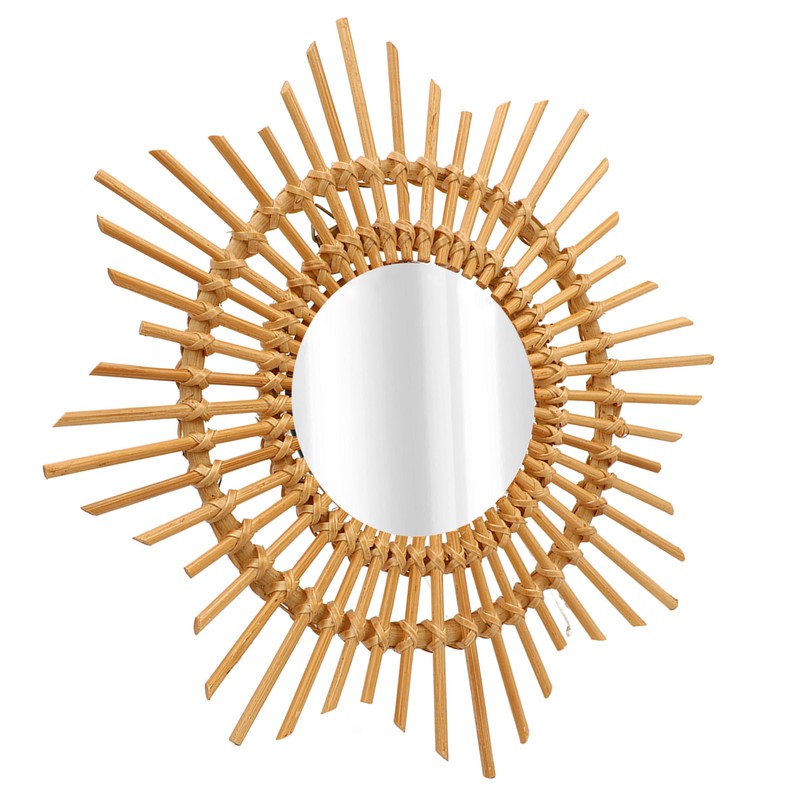 Wall Decor Rattan Mirror Star Shape Unique Simple Handwoven Mirror