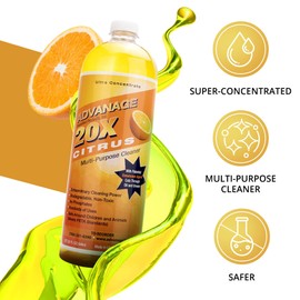 All Purpose Cleaner Concentrate - Advanage 20X The Wonder Cleaner Citrus for All Surfaces Around Bathroom, Kitchen, Oil and Grease | Multi Purpose Cleaner for Household Cleaning Solution | 32 Fl Oz