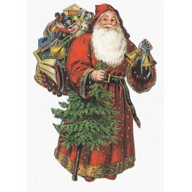 Shaped card Glitter Tausendschoen Santa holding Christmas Tree Postcrossing