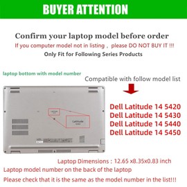 RUNMEIJIA Laptop Cover for Dell Latitude 5450 5440 5430 5420 Series 14 inch 2021～2024 Notebook PC .2-in-1 Detachable PU Leather Notebook Sleeve(Black)