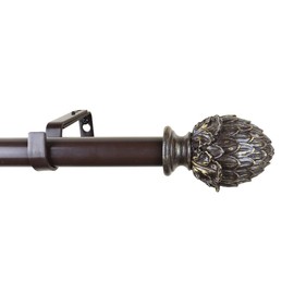 Urbanest 1-inch Diameter Artichoke Adjustable Single Drapery Curtain Rod, 48-inch to 84-inch, Bronze with Gold