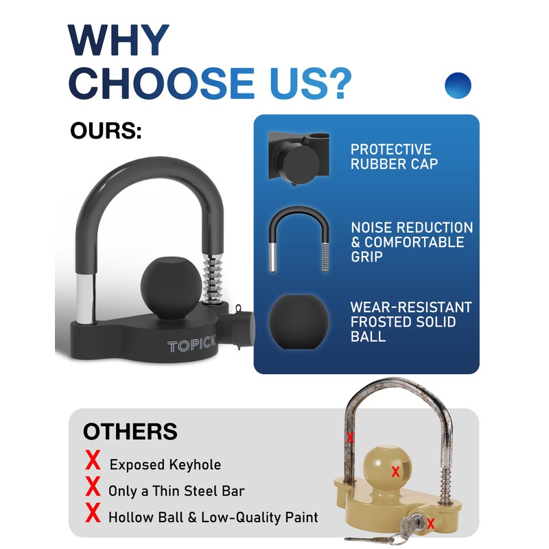 TOPICK Keyed Alike Trailer Coupler Lock Set, Trailer Lock Kit