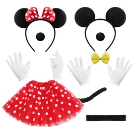 Women's Mouse Costume, Mouse Tutu Skirt Headband, for Minnie Mouse Costume, Women, Girls Mouse Costume Set, Women's Mouse Costume, Ideal for Men and Women, Carnival Costume