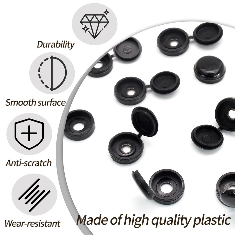 Coufce 100 PCS M6 Plastic Hinged Screw Cover Caps Snap