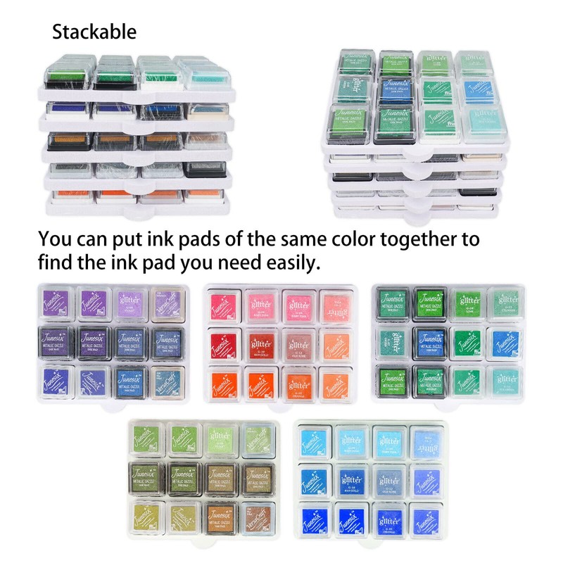 Sanfurney Ink Pad Cube Caddy Mini Size Stamp Pad Storage