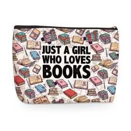 jealance Funny Book Lovers Gifts Makeup Bag Cosmetic Bag Library Gifts Bookish Gifts for Women Girls Librarian Sister Reader Bookworm Best Friend Coworker Mothers Day Graduation Birthday