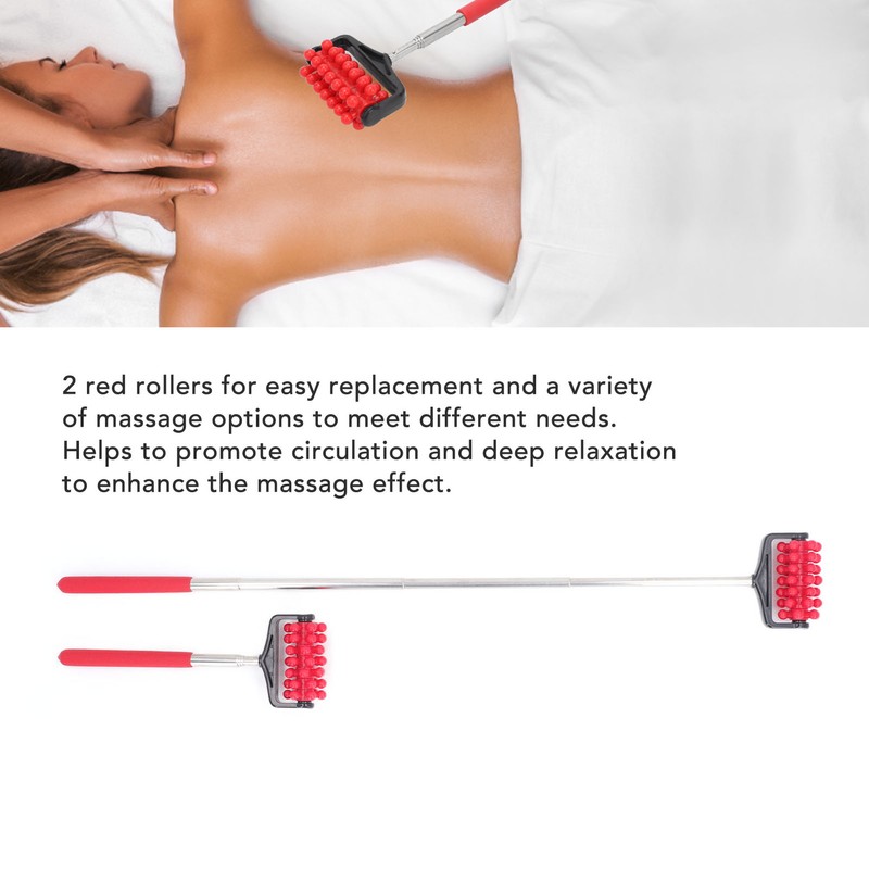 2pcs Telescopic Back Massage Roller Stainless Steel Rolling Back Massager