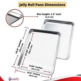 KITCHENATICS Jelly Roll Baking Pan Set, Easy Clean Rimmed Commercial Quality Cookie Sheets for Oven Nonstick, Jelly Roll Pan for Roasting, Baking & Cooking Nonstick Sheet Pans - 2Pcs Set 15x10 Inch