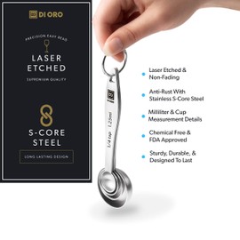 DI ORO® 4-Piece 18/8 Stainless Steel Measuring Spoons Set - Easy-to-Read Measurements - for Dry and Liquid Ingredients - Great Kitchen Tools for Cooking and Baking - Dishwasher Safe, Easy to Clean