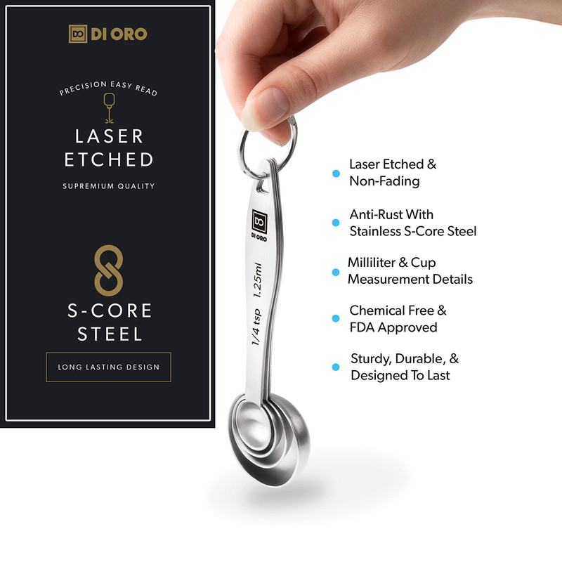 DI ORO® 4-Piece 18/8 Stainless Steel Measuring Spoons Set -