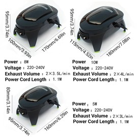 AIMALL High-Power Ultra-Quiet Fish Tank Oxygen Pump - Adjustable Air Flow, Double Insulation, Check Valve, 180GPH Oxygenation Pump for Aquarium