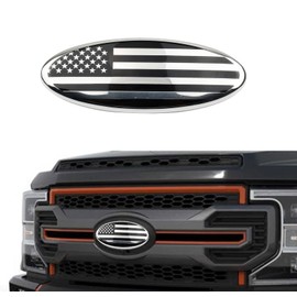 CONGCONG for Front Grill Emblem+Tailgate Emblem 7 inch American Flag Emblem for Ford,for Mondeo/Fox/Sharp World/ F150 F250 F350 (7" Silver)