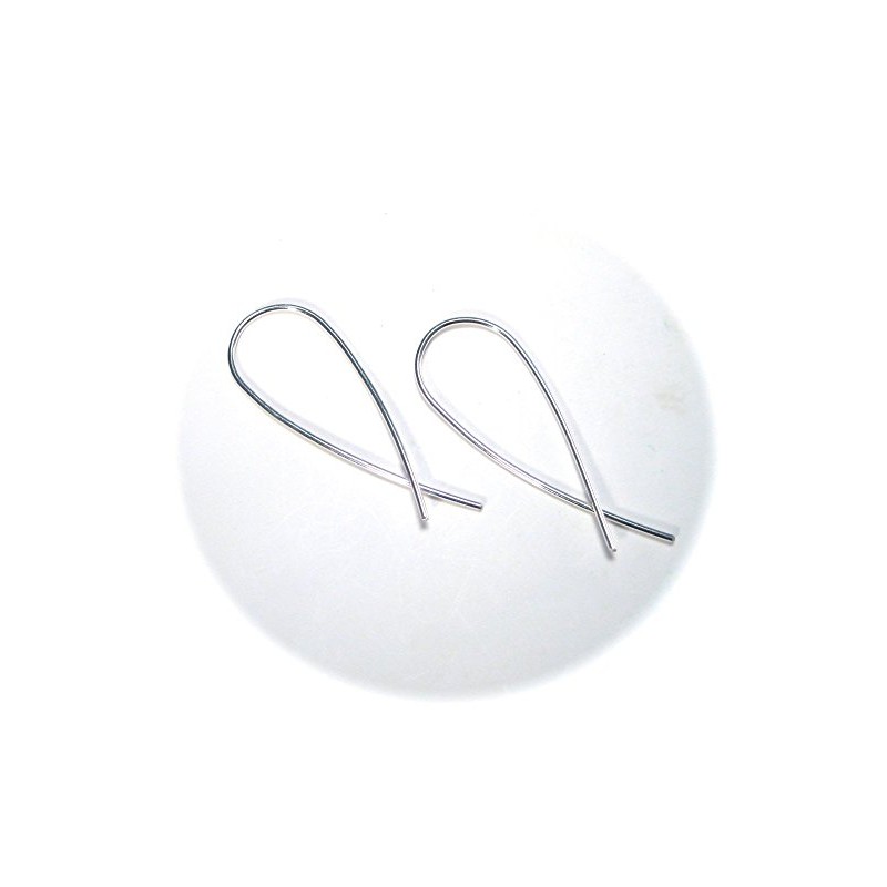 Thread Through Hoops, Wishbone Shaped Silver Threader Dangle Earrings