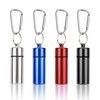 OOTSR Portable Pill Case (2.6"x0.7") with D-Ring Carabiner Waterproof Aluminum
