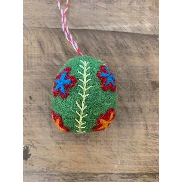 Unbranded Hand-Appliqued and Embroidered Felt Ornament with Flowers 27975
