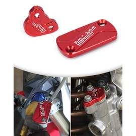 Motorcycle Front + Rear Brake Fluid Reservoir Cover Cap For CR125R/250R, CRF150R/250R/250F/250X/450R/450X/250RX/450RX/450L Dirt Bike, RED