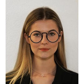 BLUELESS Oversized Round Reading Glasses Women Men Vintage Readers (Black, 3.50)