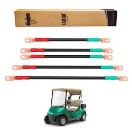 10L0L Golf Cart Pure Copper Battery Cables Compatible with EZGO RXV Golf Cart Models, AC/DC Battery Kit, 2 Gauge, 5-Piece Set, OEM# 602930, 607057
