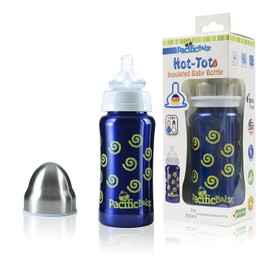 Pacific Baby Hot-Tot Insulated Stainless Steel Infant Baby Eco Feeding Bottle Anti-Colic Nipple 7 Ounce