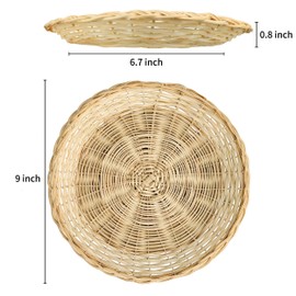 9-Inch Bamboo Paper Plate Holders, Hand Weave Wicker Paper Plate Holder Heavy Duty Reusable Set of 4 for Picnic Home Party Daily Dinning and Wall Decoration