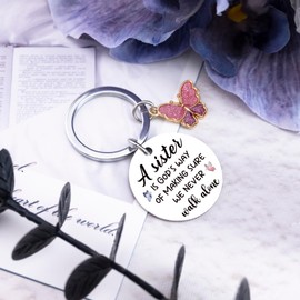 Cxulquvs Mothers Day Gifts for Sister A Sister Is God’S Way We Never Walk Alone Sister Keychain Best Birthday Christmas Gift for Sisters Adult From Sisters