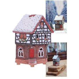 Midene Ceramic Christmas Village Houses Collection - Handmade Collectible Miniature of the Historic House in Lauterbach Germany - Cone Incense Holder Winter Edition - Ceramic Incense Burner