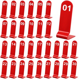 Tuanse 1-30 Table Order Numbers Restaurant Double Sided Acrylic Reception Number Stands Signs for Wedding Restaurant Seating Cafes Party Banquet(Red)