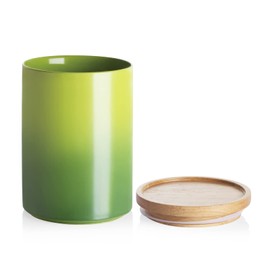 Sweejar Ceramic Food Storage Jar, Stackable Kitchen Canisters, Containers with Airtight Seal Wooden Lid for Serving Ground Coffee, Tea, Sugar, Salt and More - 28 Fl Oz (Gradient Green)