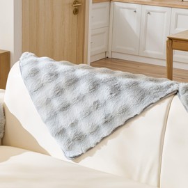 Huierxun Faux Fur Armrest Cover Backrest Cover Fuzzy Plush Thick Bubble Sofa Cover Luxury Soft Cozy Couch Cover Anti-Slip Sofa Slipcover Washable Furniture Protector (Light Grey,28"x28")