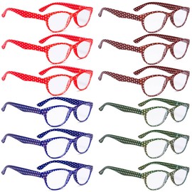Gr8Sight 12 Pack Women's Cat-Eye Reading Glasses with Polka Dot Design Stylish Readers +1.75