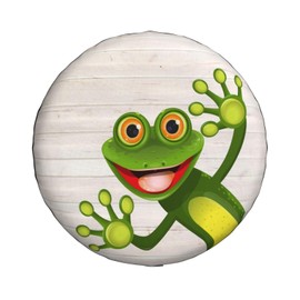 Frog Wood Texture Spare Tire Cover for Rv SUV Trailer Truck- Funny Cute Decor Tire Cover Polyester Wheel Covers Universal Fit for Outdoor Camper Travel,14 inch