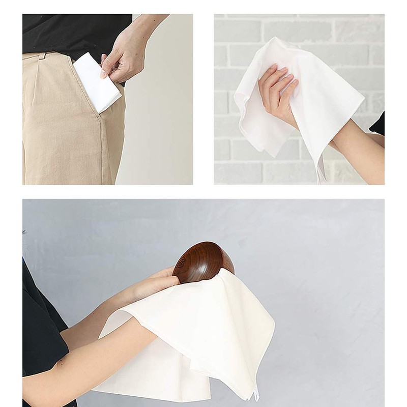 KOMESICHI White Plain Tenugui Oka Fabric Set of 5, Approx.