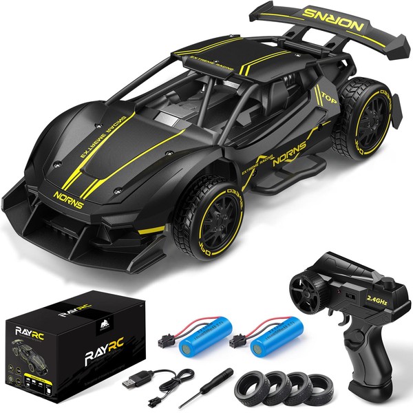DoDoeleph RC Cars, Fast Metal Remote Control Car for Kids, 1/24 Alloy Frame Hobby Electric Racing Car Toys 2.4GHz 2X Rechargeable Batteries for Adults Boys Girls Birthday