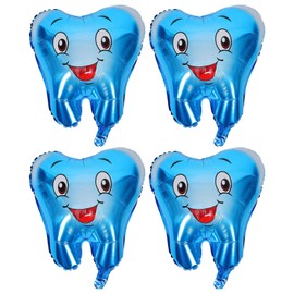 PRETYZOOM Pack of 4 Tooth Balloons Foil Balloons Teeth Theme Birthday Baby Shower Party Decorations Supplies Decor