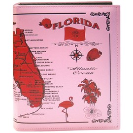 Rockin Gear Florida Photo Album Large Leather Embossed Florida Map Souvenir and Gift Photo Album Holds 200 Photos 7" x 9" (Pink)