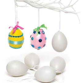 Baker Ross EA120 Plastic Eggs Hanging Decorations 7 cm for Children to Paint & Decorate (Pack of 12), White, 3.0 cm*15.0 cm*12.0 cm