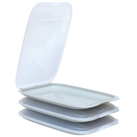 ENGELLAND - Hochwertige stapelbare Aufschnitt-Boxen, Frischhaltedose für Aufschnitt. Wurst Behälter. Perfekte Ordnung im Kühlschrank, 3 Stück Farbe Grau, Maße 25 x 17 x 3.3 cm