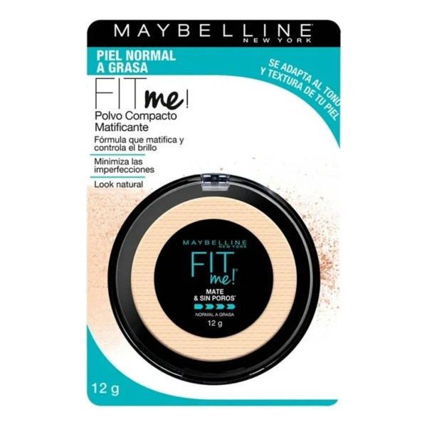 Maybelline Base Maquillaje Polvo Fit Me, 12 gr, matifica y