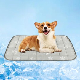 RIOGOO Dog Cooling Mat, Dog Blanket Washable, Cool Fabric & Internal Waterproof Cooling Pad (Grey, Medium (28X20 inch))