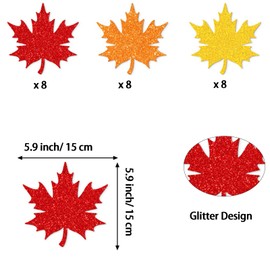 Qpout 2 Pack Fall Banners Garlands Glitter Maple Leaf Banners, 10 Ft Long Fall Thanksgiving Maple Leaf Garland Banner, Fall Decoration Indoor Outside, Thanksgiving Party Decorations for Home Classroom