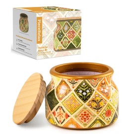 PieceRelax 3D Puzzle Jar 64 Plastic Pieces for Adults - Daisy Breeze Wooden Lid Container for Kitchen Dining Study Living Room No Glue Requied Small [BC1025]