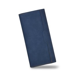AfitLulu Men's Long Wallet Ultra Thin Wallet Men's Stylish Wallet Men's Bifold Wallet with 12 Card Slots, ID Window and Coin Pocket, blue, Modern