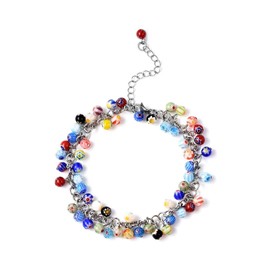Shop LC Multicolor Murano Style Bead Charm Ankle Bracelets For Women Adjustable Beach Fashion Foot Jewelry Beaded Anklet in Stainless Steel Boho Gifts for Women Christmas Gifts